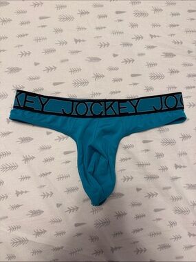 Jockey Teal Men's Low-Rise Thong with Black Logo Waistband